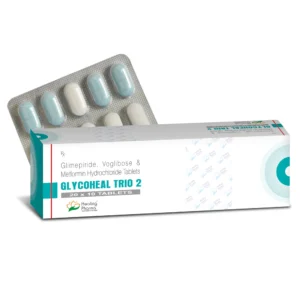 Glycoheal Trio 2 | Glimepiride 2mg + Metformin 500mg + Voglibose 0.2mg - 400 Tablets