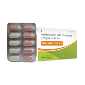 Healmaryl MV 2.3 | Glimepiride 2mg + Metformin 500mg + Voglibose 0.3mg - 200 Tablets