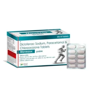 Movezox | Diclofenac 50mg + Paracetamol 325mg + Chlorzoxazone 500mg - 100 Tablets