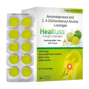Healtuss Lozenges Ginger Lemon | Amylmetacresol 0.6mg + 2,4 Dichlorobenzyl Alcohol - 320 Tablets
